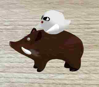 イノシシに乗るとど